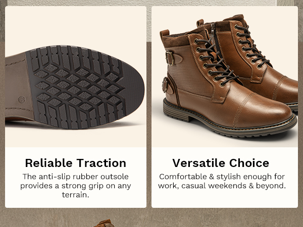Men's Motorcycle Oxford Dress Boots-Bruno Marc Men's Motorcycle Oxford Dress Boots-Bruno Marc