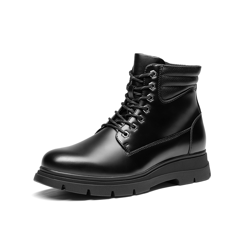 Men\'s Black Leather & Herringbone Chukka Boots with Side Zip Corry Chukka Black Leather Boots For Men - The Jacket Maker main image 4