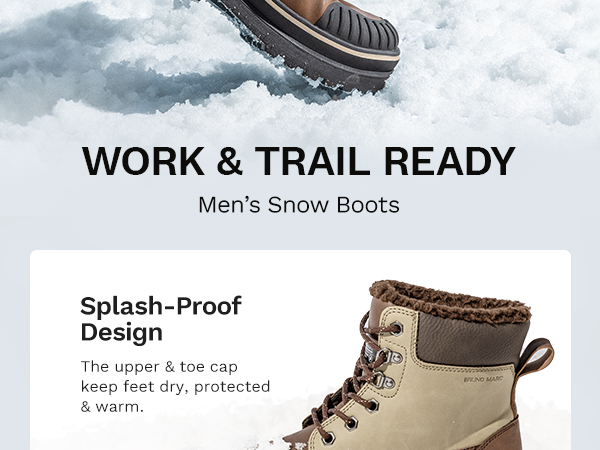 Protector Men Boots BLACK Men's Lace-Up Protective Toe Winter Boots