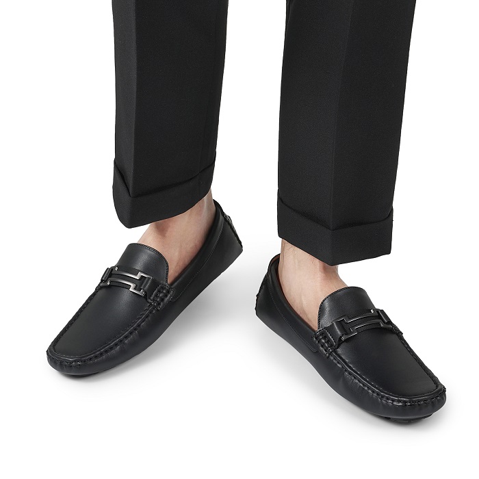 Slide in Men s Black Leather Slip on Shoes for a Comfy Walk