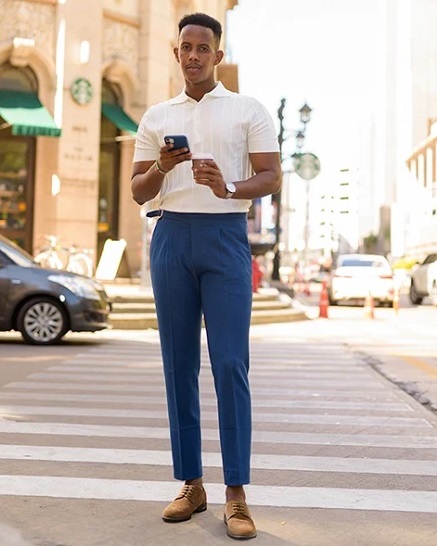 Styling Black Shirt, Blue Pants, and Brown Shoes: A Guide to Perfect Footwear Matches