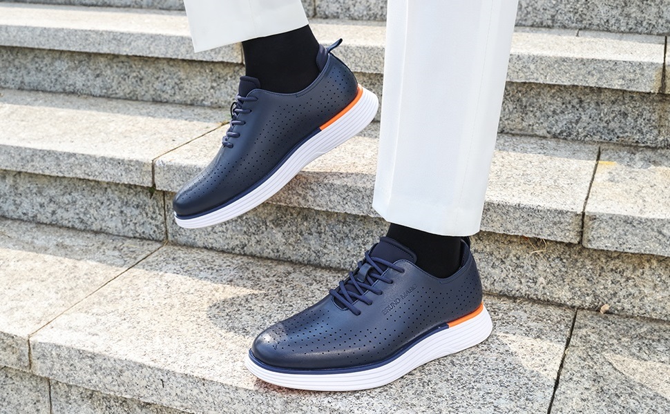 How To Pair Up Blue Sneakers With Dress Pants