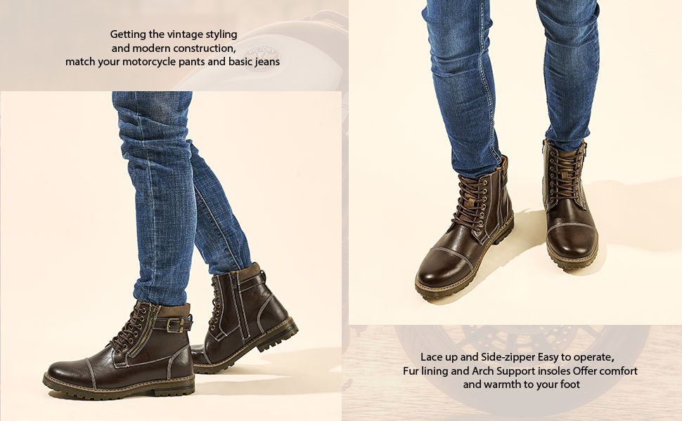 Men s Motorcycle Oxford Combat Boots Bruno Marc