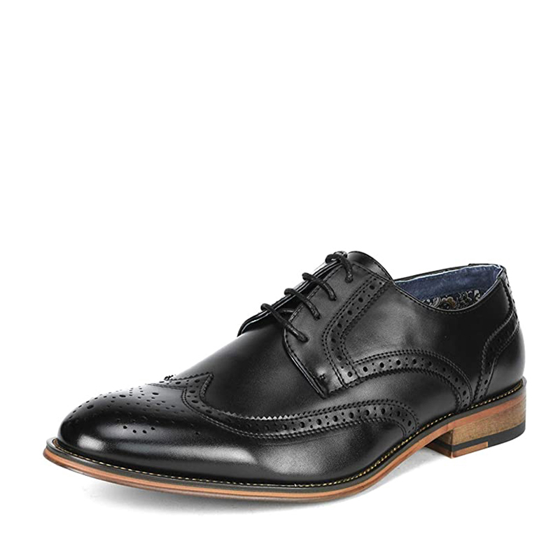Men s Wide Wingtip Leather Dress Shoes Bruno Marc