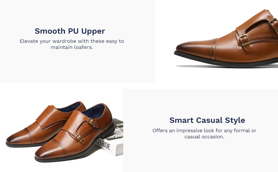 Men's Wide Width Monk Strap Dress Shoes-Bruno Marc