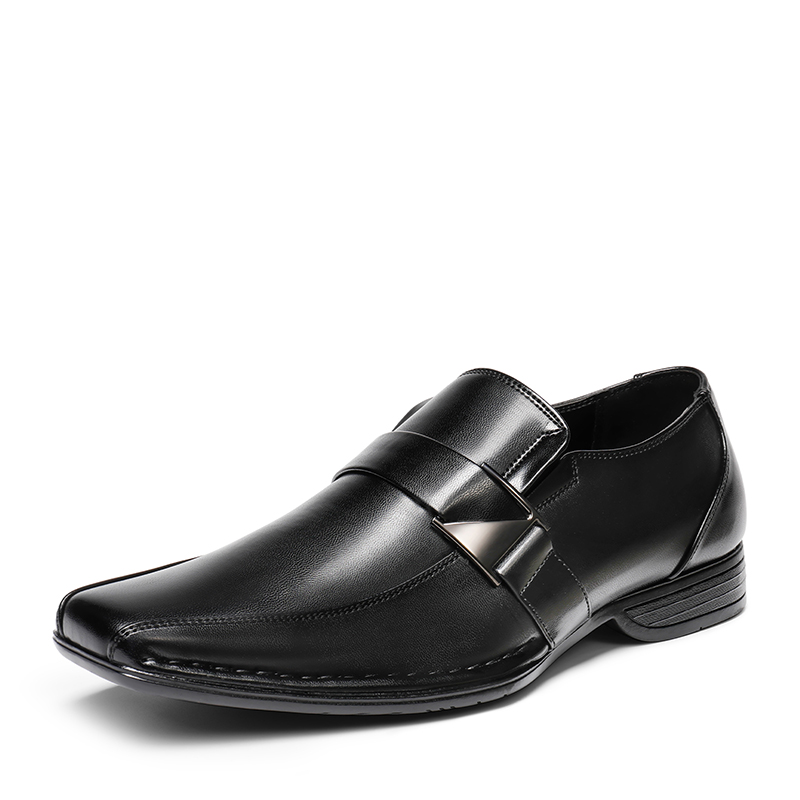 chinese dress ladies Black Men's Slip On Dress Shoes Silver Buckle – DESIGN MENSWEAR main image 1