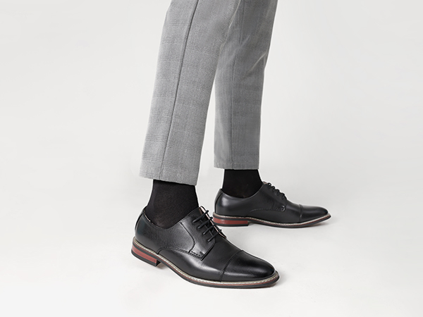 Men's Classic Cap-Toe Formal Oxford Shoes | Vegan Leather Lace-Up Dress  Shoes