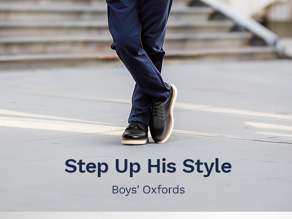 Boys' Non-Slip Oxford Dress Sneakers-BRUNO MARC