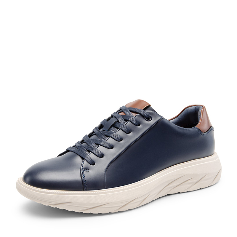 Bruno Marc Mens Size 9.5 Navy Blue Faux Leather Lace Up Dress Sneaker Shoes Bruno Marc Men main image 3