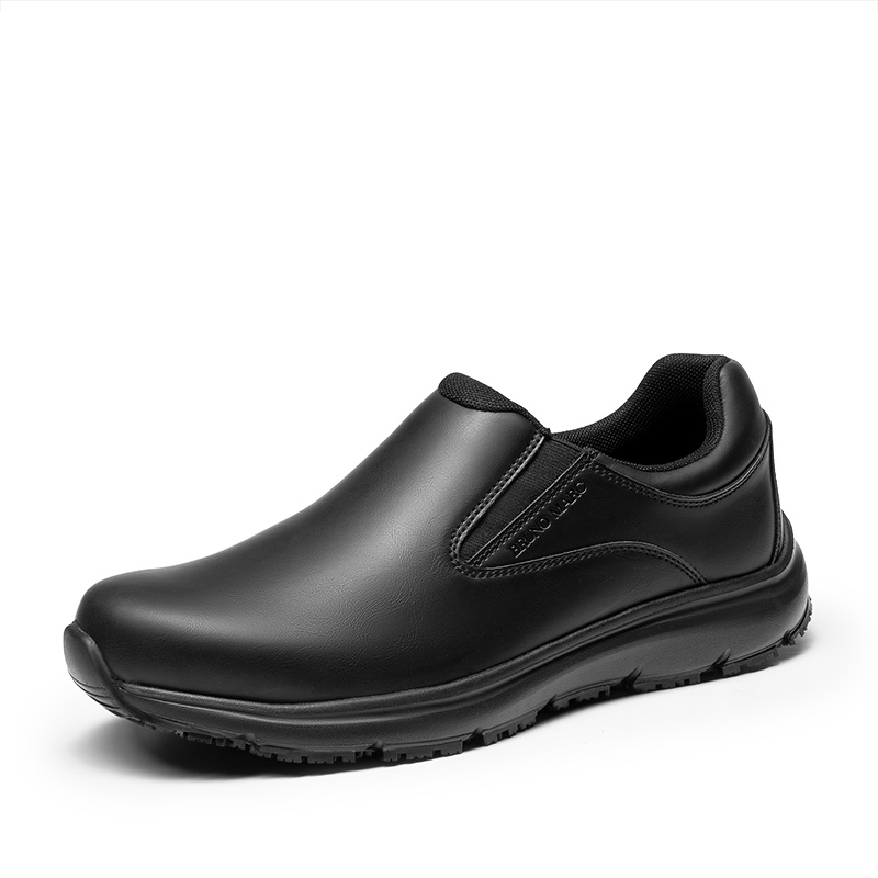 mens black leather slip on sneakers