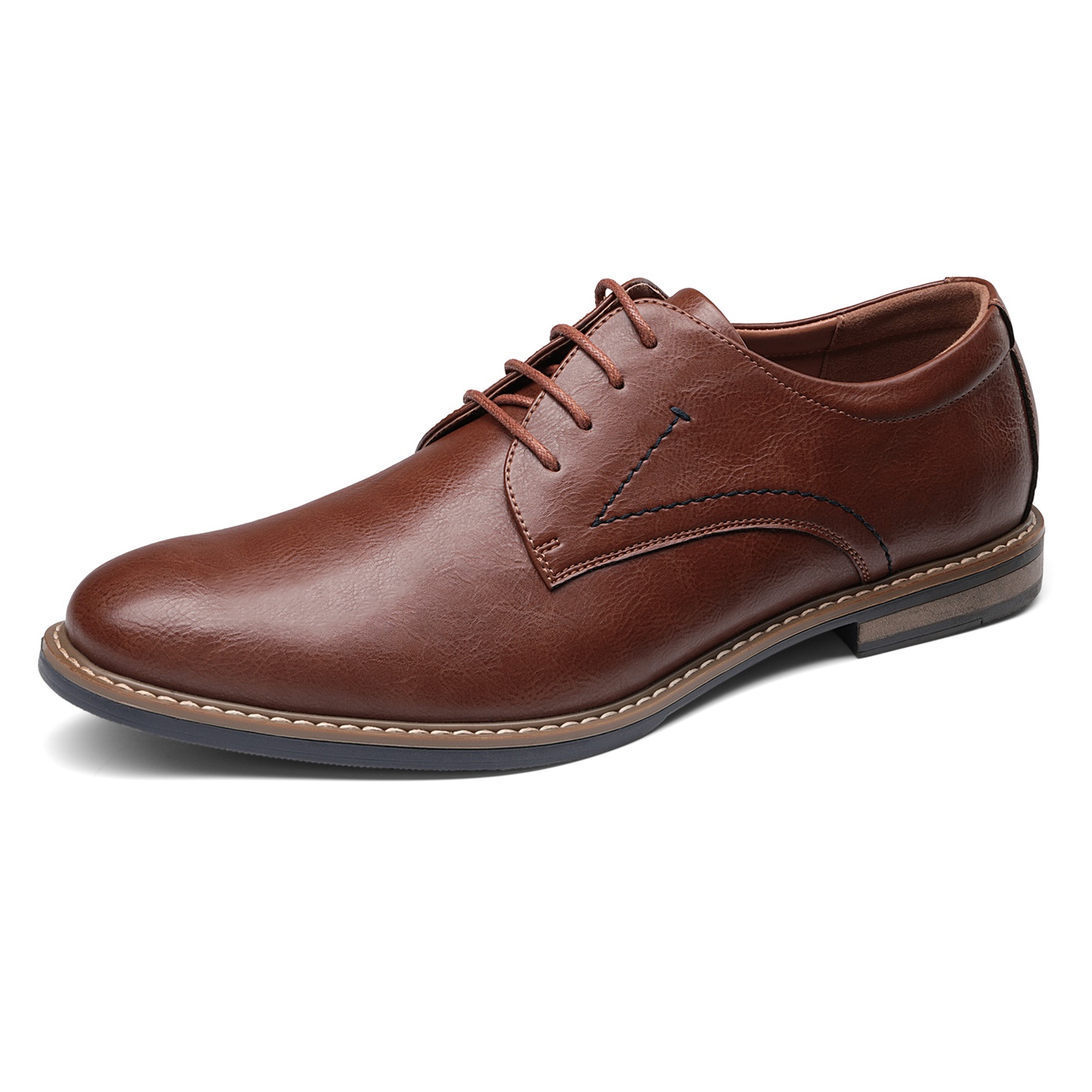 Bruno Marc Men\'s Leather Derby Shoes in Chestnut Brown Bruno Marc - Brandclub - Bruno Marc Men main image 3