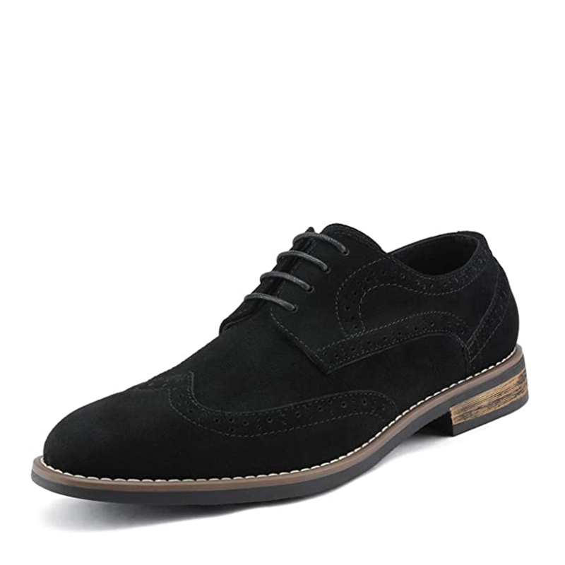 Men s Suede Wingtip Oxford Shoes Bruno Marc