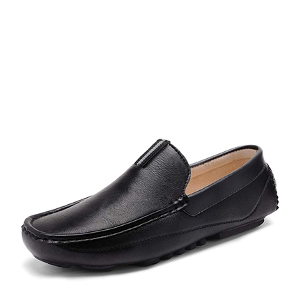 Mens black leather loafer shoes hot sale