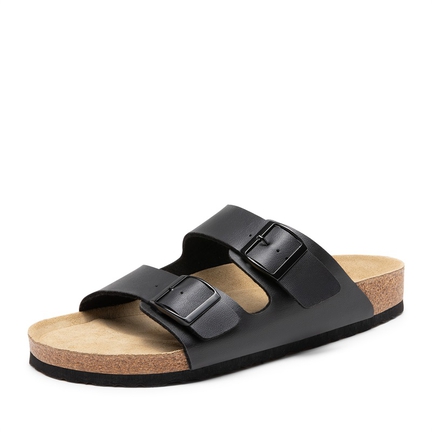 Men’s Bruno Marc Black Leather-Style Flip Flop Sandals Men main image 4