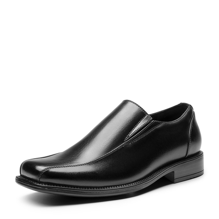 Mens black leather slip on dress shoes top
