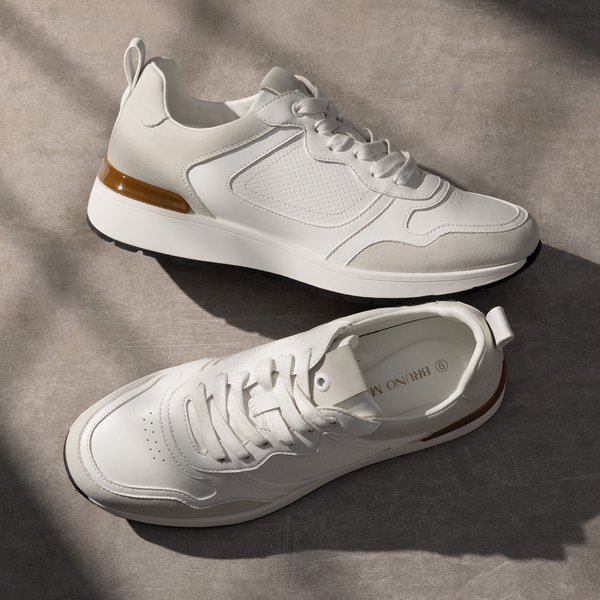 Men's Cushioned Fashion Sneakers - WHITE - 7