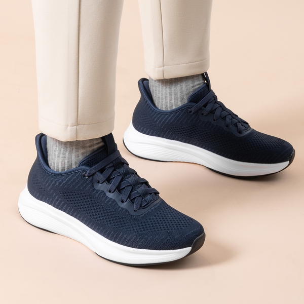 Men's Cushioned Mesh Walking Sneakers - NAVY - 6