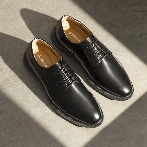 [MaxFlex Ease Polish] Men's Plain-Toe Lightweight Oxford Shoes - BLACK - 1
