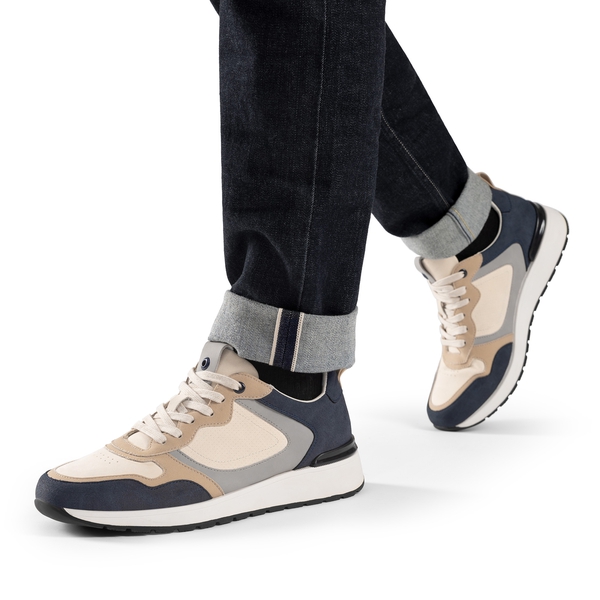 Men's Cushioned Fashion Sneakers - WHEAT/ DARK BLUE - 5