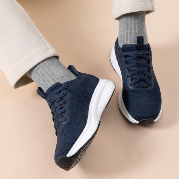 Men's Cushioned Mesh Walking Sneakers - NAVY - 7