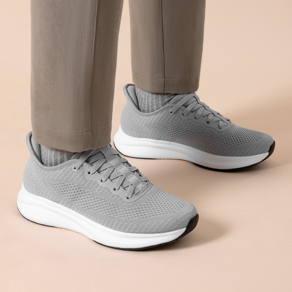 Men's Cushioned Mesh Walking Sneakers - GREY - 6