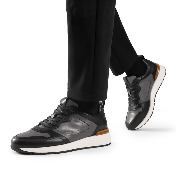 Men's Cushioned Fashion Sneakers - GREY/BLACK - 5