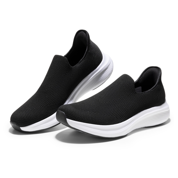 Men's Comfortable Slip-On Walking Sneakers - BLACK - 5