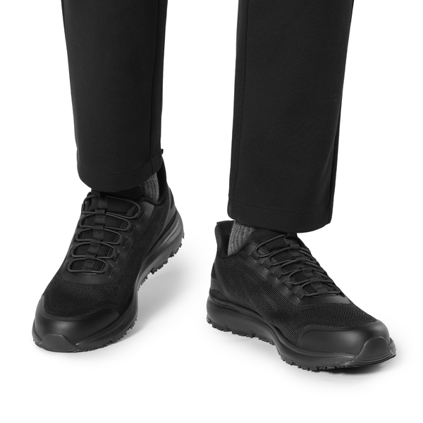 Men's Comfortable Mesh Work Sneakers - BLACK - 5