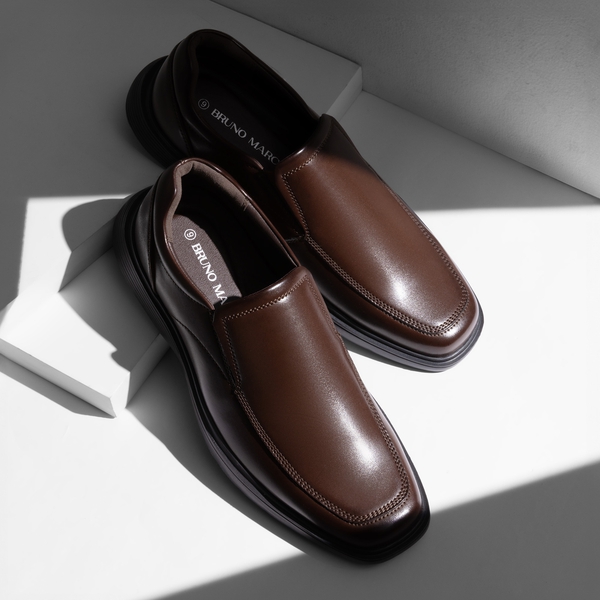 Men's Slip-On Classic Dress Loafers - DARK BROWN - 7