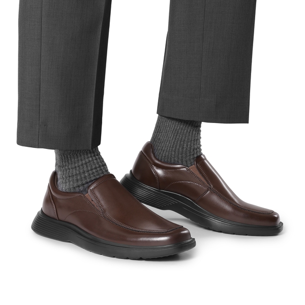 Men's Slip-On Classic Dress Loafers - DARK BROWN - 5