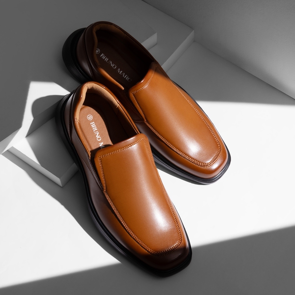 Men's Slip-On Classic Dress Loafers - BROWN - 7