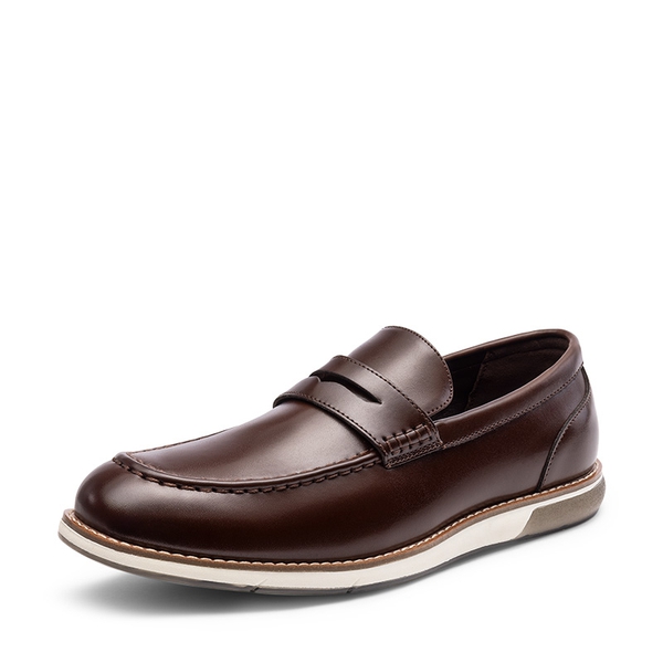 Men's Vegan Leather Slip-On Penny Loafers - DARK BROWN -  0