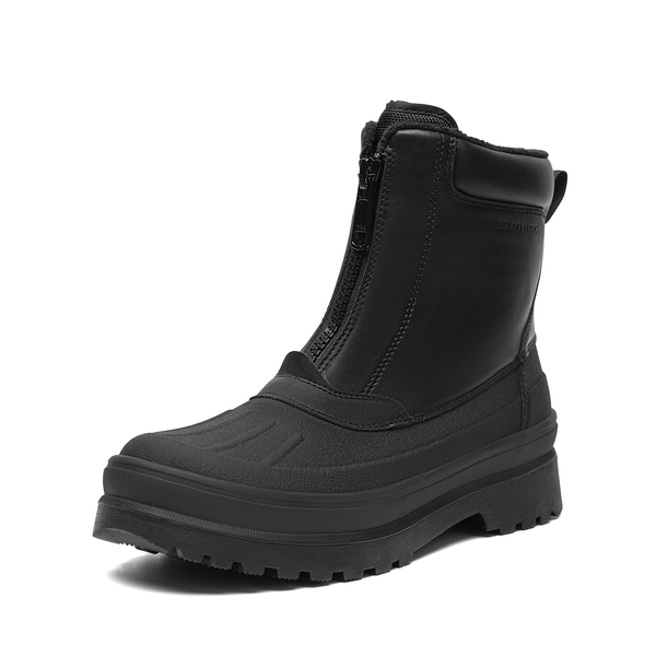 Men's Zip Up Snow Boots - BLACK -  0