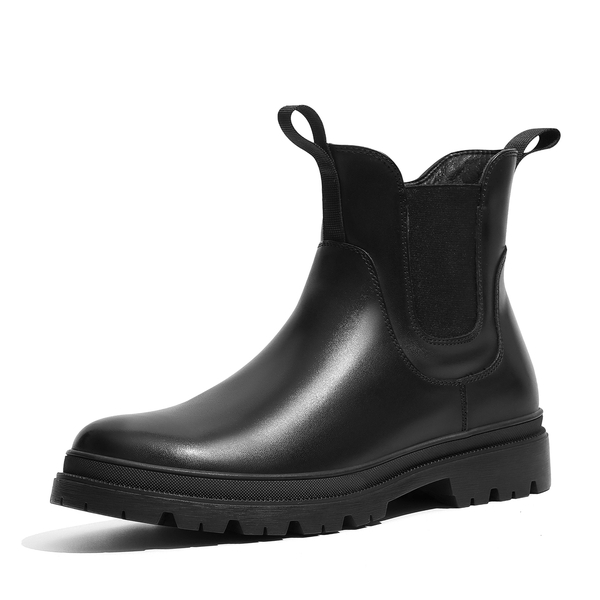 Men's  Vegan Leather Chelsea Boots - BLACK -  0