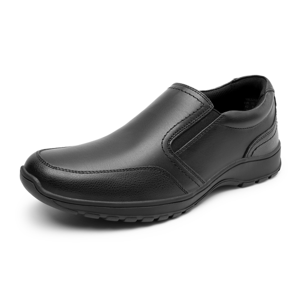 Men's Comfortable Slip-On Vegan Leather Loafers - BLACK -  0