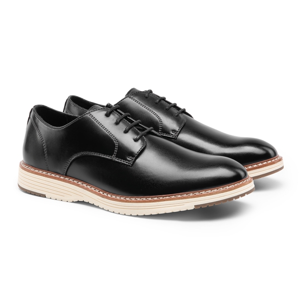 [CrossFlex Lite Polish] Men's Non-Slip Smart Casual Oxfords - BLACK - 5