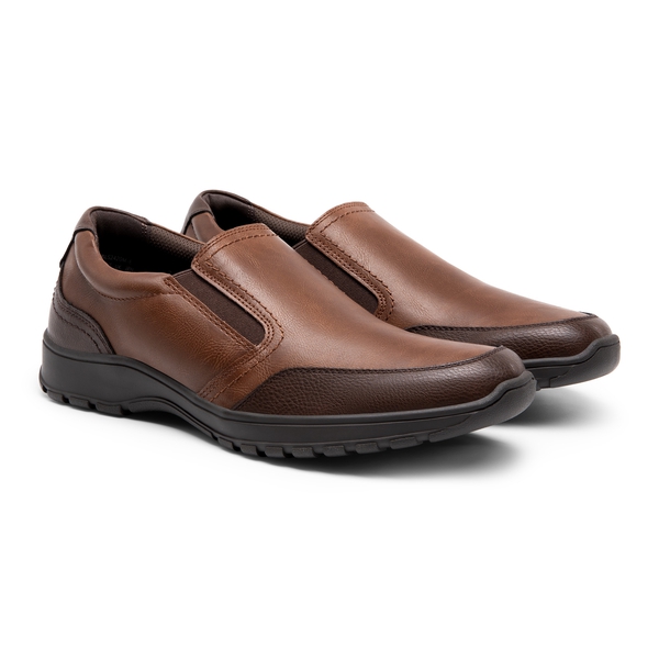 Men's Comfortable Slip-On Vegan Leather Loafers - BROWN - 4