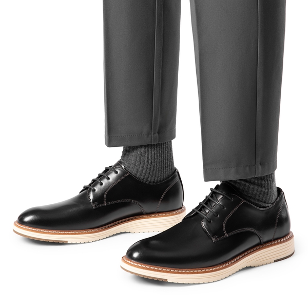 [CrossFlex Lite Polish] Men's Non-Slip Smart Casual Oxfords - BLACK - 7