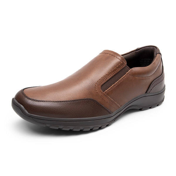 Men's Comfortable Slip-On Vegan Leather Loafers - BROWN -  0