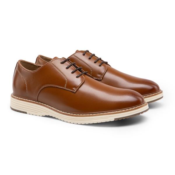 [CrossFlex Lite Polish] Men's Non-Slip Smart Casual Oxfords - BROWN - 5
