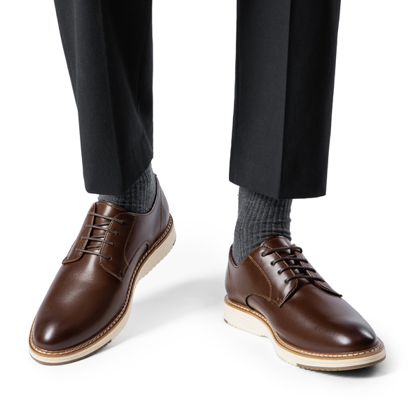 [CrossFlex Lite Polish] Men's Non-Slip Smart Casual Oxfords - DARK BROWN - 6