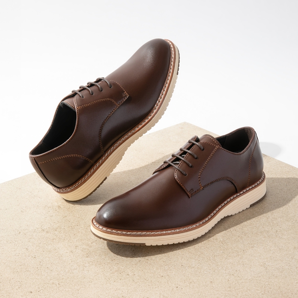 [CrossFlex Lite Polish] Men's Non-Slip Smart Casual Oxfords - DARK BROWN - 1