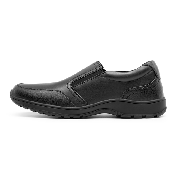 Men's Comfortable Slip-On Vegan Leather Loafers - BLACK - 1