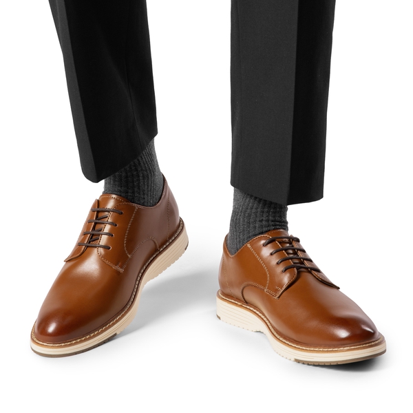 [CrossFlex Lite Polish] Men's Non-Slip Smart Casual Oxfords - BROWN - 6