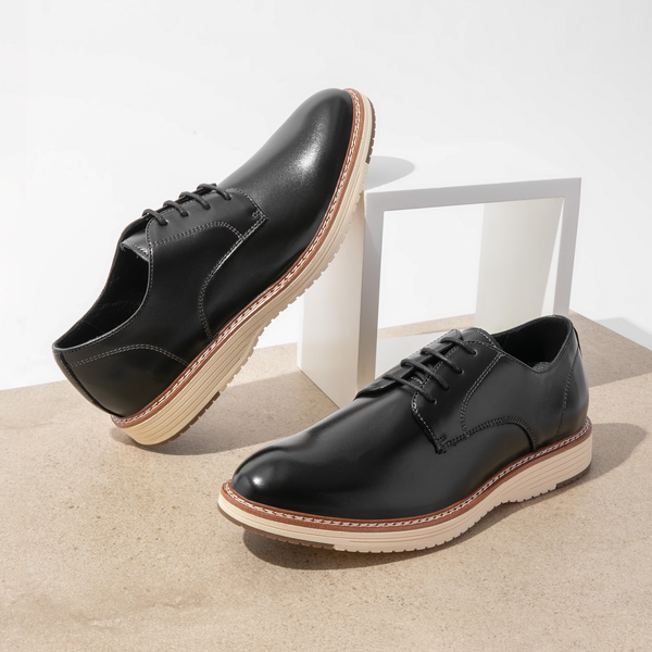 [CrossFlex Lite Polish] Men's Non-Slip Smart Casual Oxfords - BLACK - 1