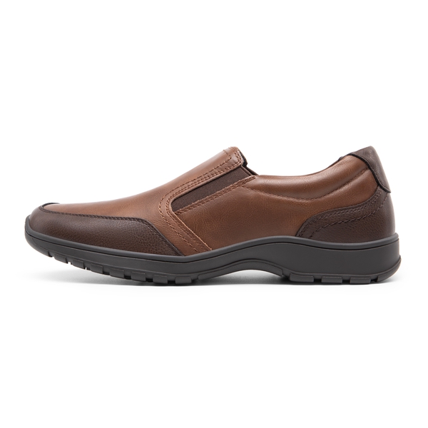 Men's Comfortable Slip-On Vegan Leather Loafers - BROWN - 1