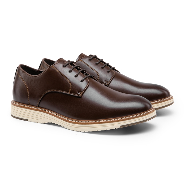 [CrossFlex Lite Polish] Men's Non-Slip Smart Casual Oxfords - DARK BROWN - 5