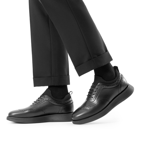 [MaxFlex SuiteCraft] Men's Casual Wingtip Dress Sneakers - ALL BLACK - 6