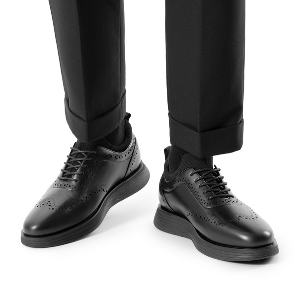 [MaxFlex SuiteCraft] Men's Casual Wingtip Dress Sneakers - ALL BLACK - 1