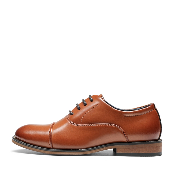 Boys' Handsome Cap Toe Dress Oxfords - BROWN - 1